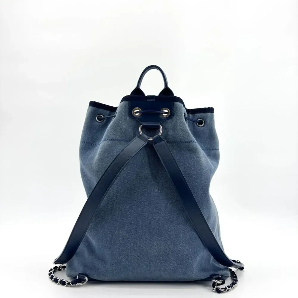 Chanel Deauville Blue Denim Square Backpack